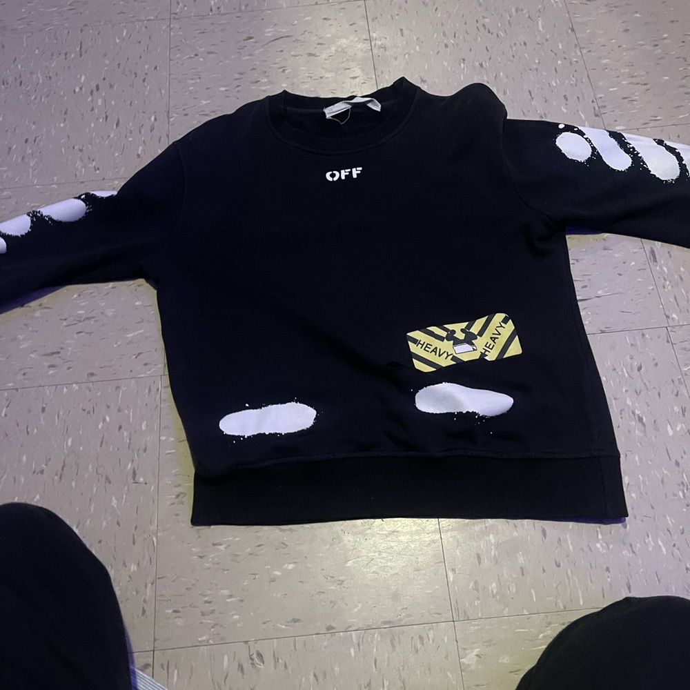 Off-White Black Sweatshirt with Yellow and White Details